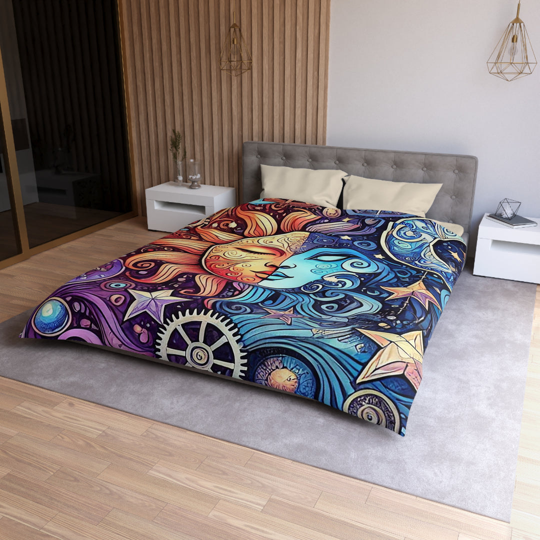 Sun and Moon Microfiber Duvet Cover