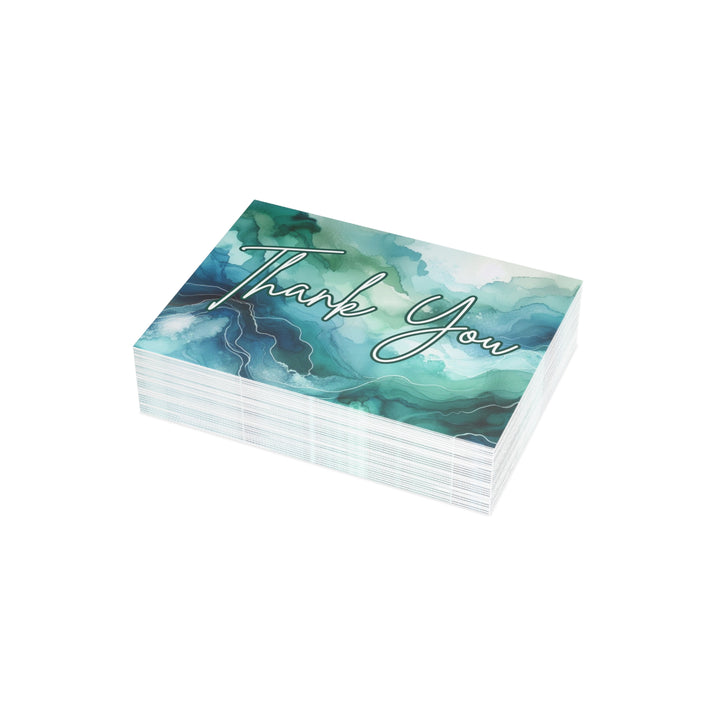 Teal Watercolor Thank You Postcard Bundles (envelopes included)