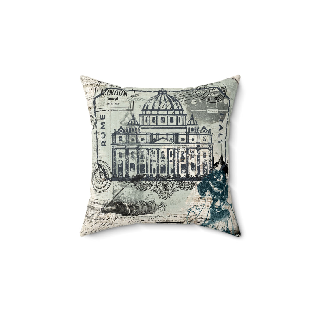 Travel Faux Suede Square Pillow