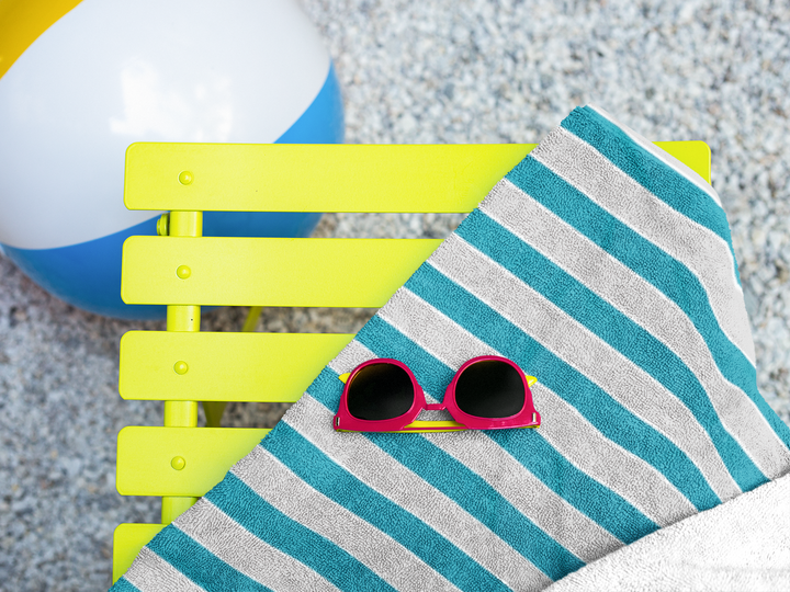 Blue and Grey Striped Beach Towel