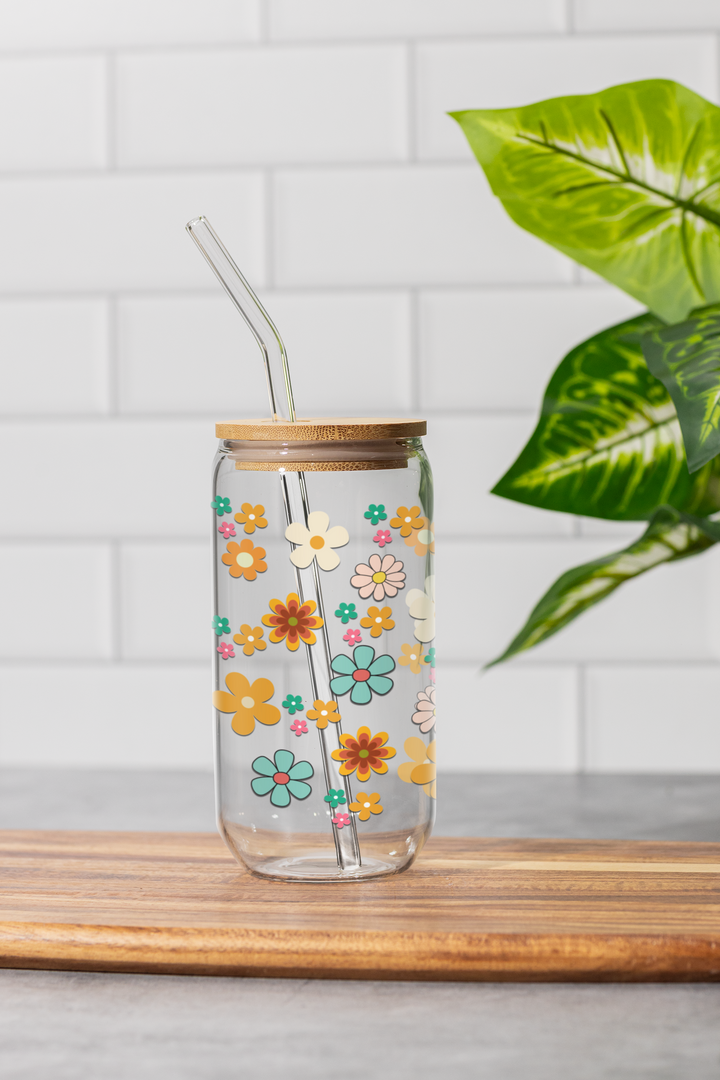 Flower Power Sipper Glass, 16oz