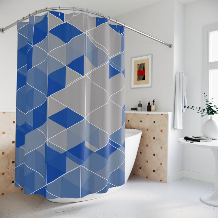 Blue Geometric Shower Curtains