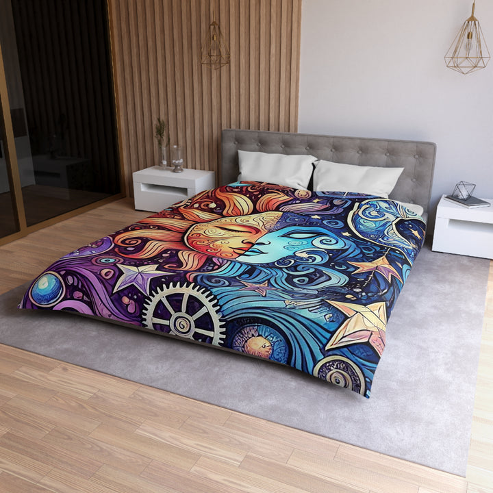 Sun and Moon Microfiber Duvet Cover