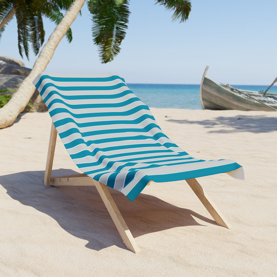 Blue and Grey Striped Beach Towel