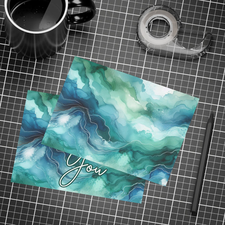 Teal Watercolor Thank You Postcard Bundles (envelopes included)