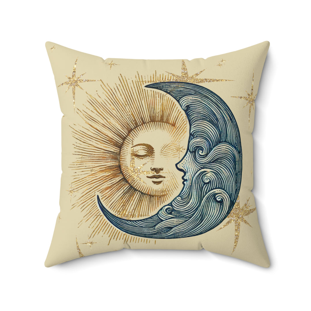 Sun and Moon Faux Suede Square Pillow