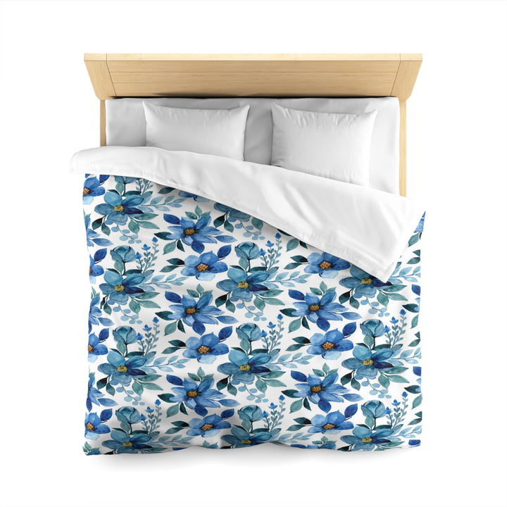 Blue Flowers Microfiber Duvet Cover