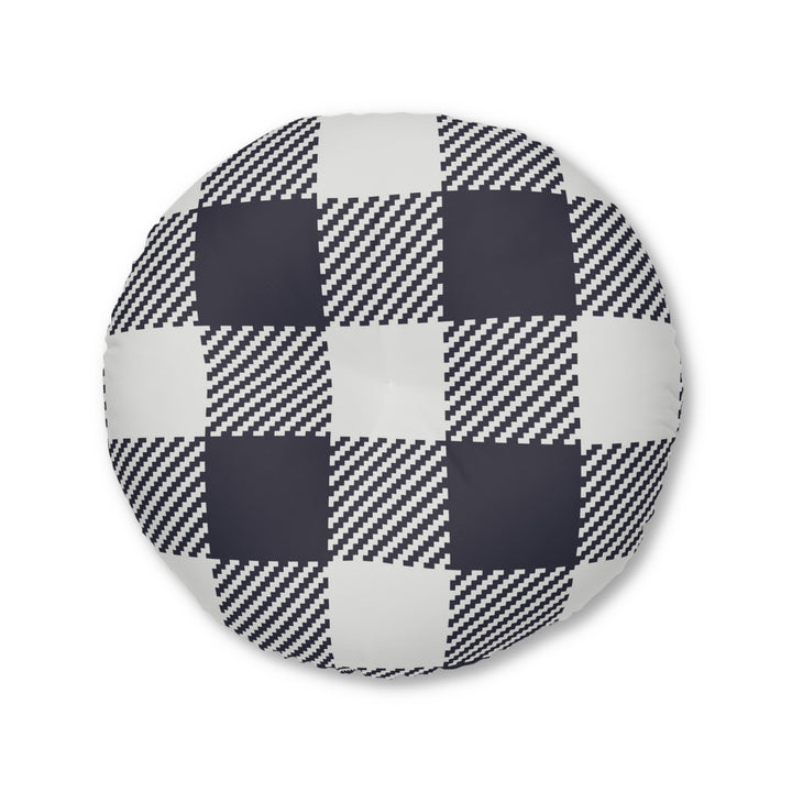 Checkered Tufted Floor Pillow, Round