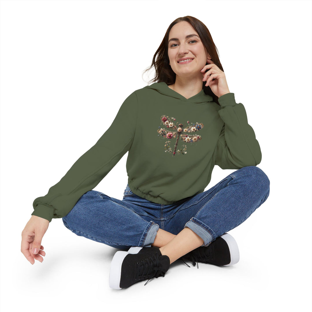 Flowered Butterfly Women's Cinched Bottom Hoodie