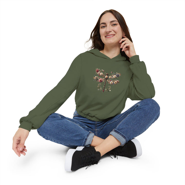 Flowered Butterfly Women's Cinched Bottom Hoodie