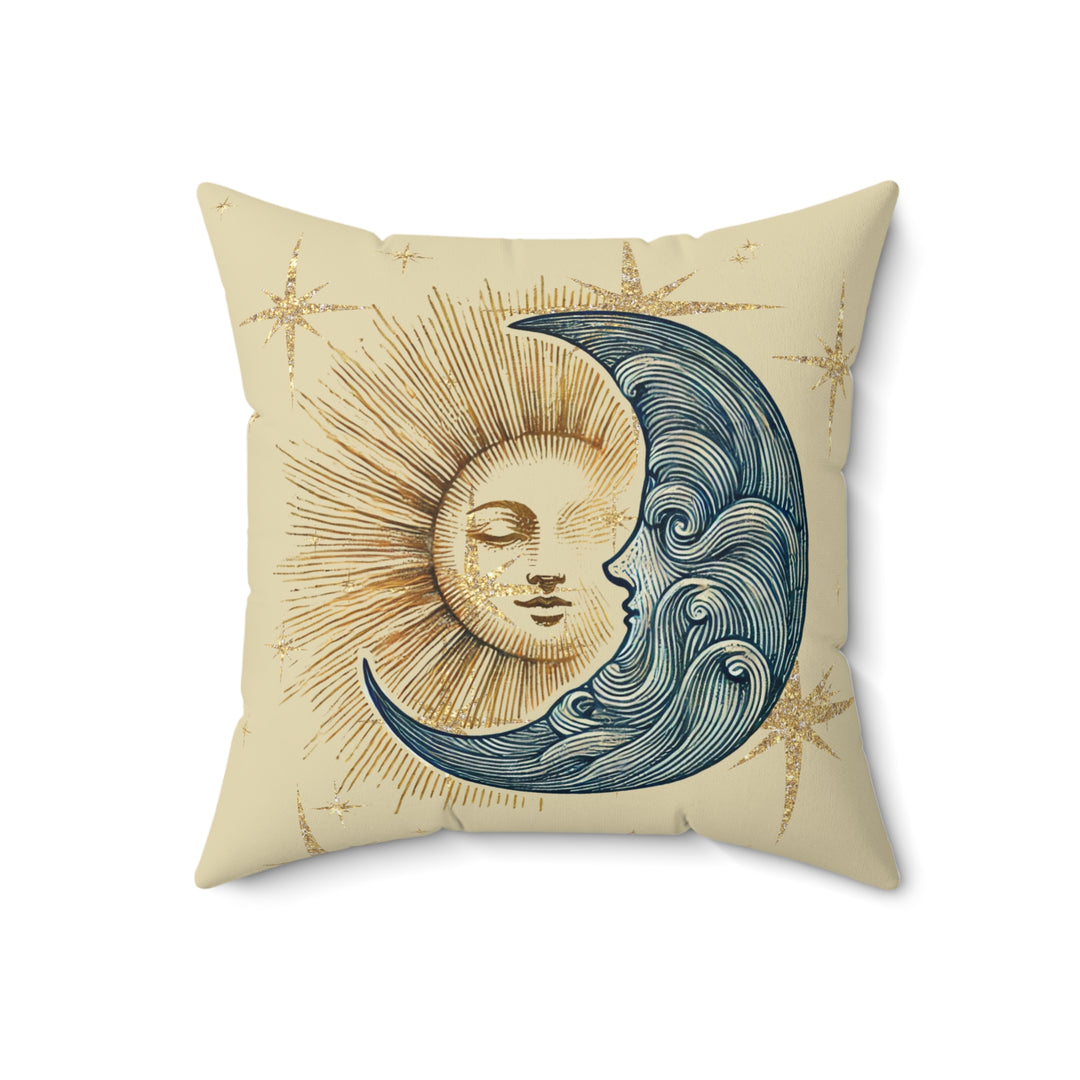 Sun and Moon Faux Suede Square Pillow