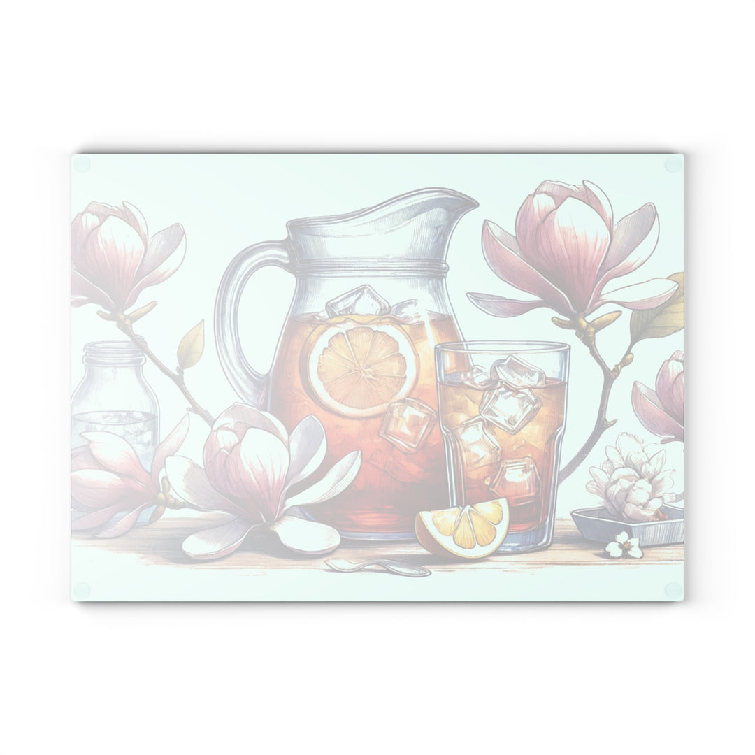 Sweet Tea and Magnolias Glass Cutting Board