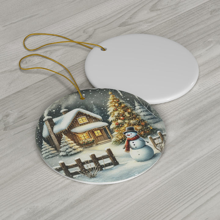 Snowman Dreams Ceramic Ornament