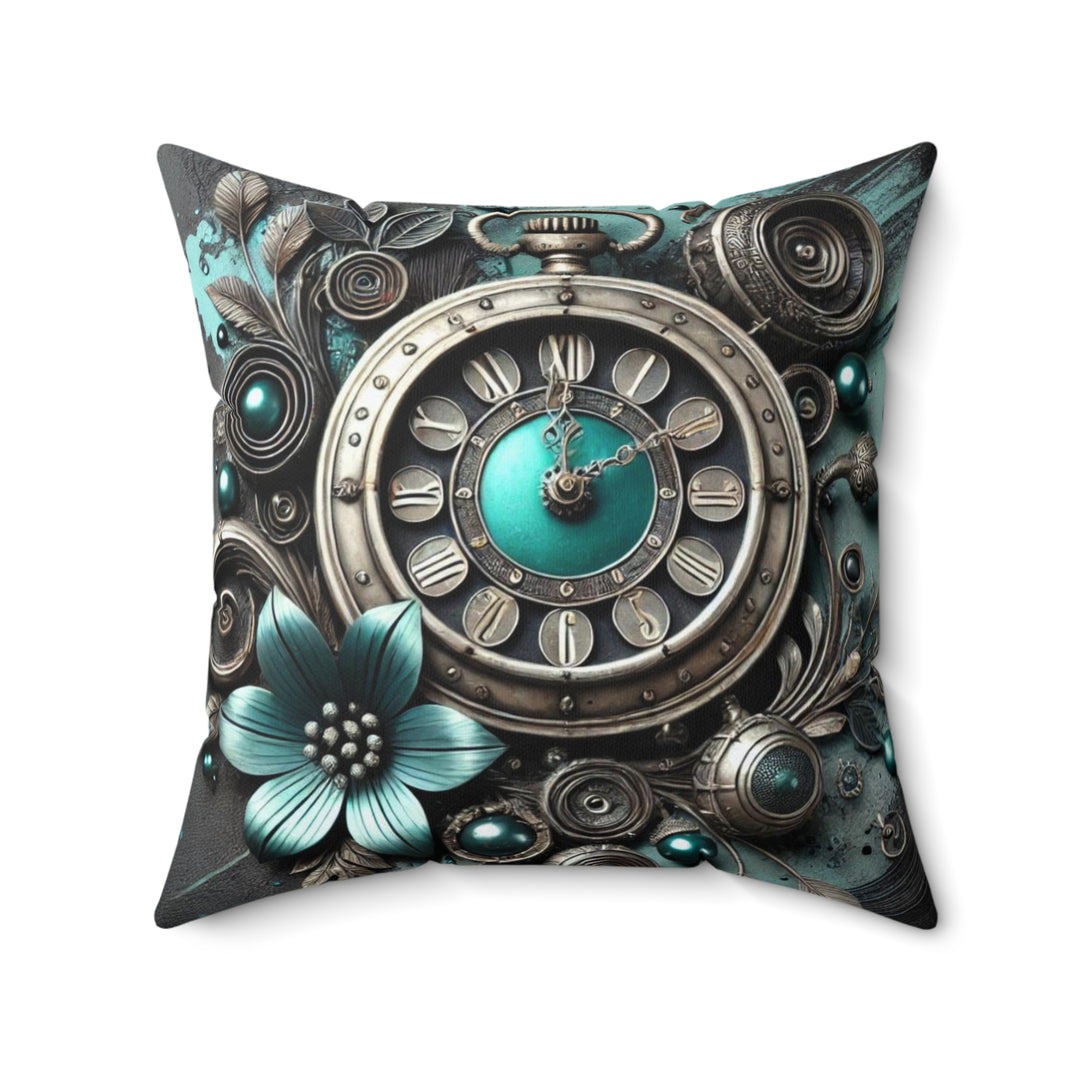 Delicate Time Faux Suede Square Pillow