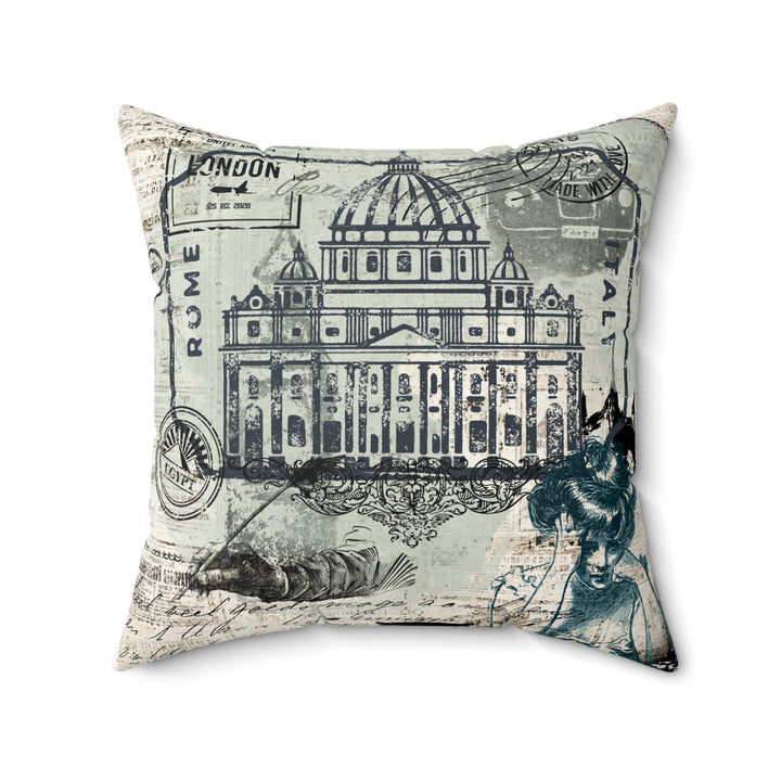 Travel Faux Suede Square Pillow