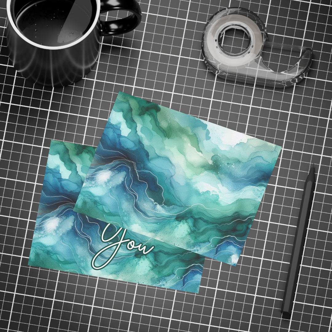 Teal Watercolor Thank You Postcard Bundles (envelopes included)