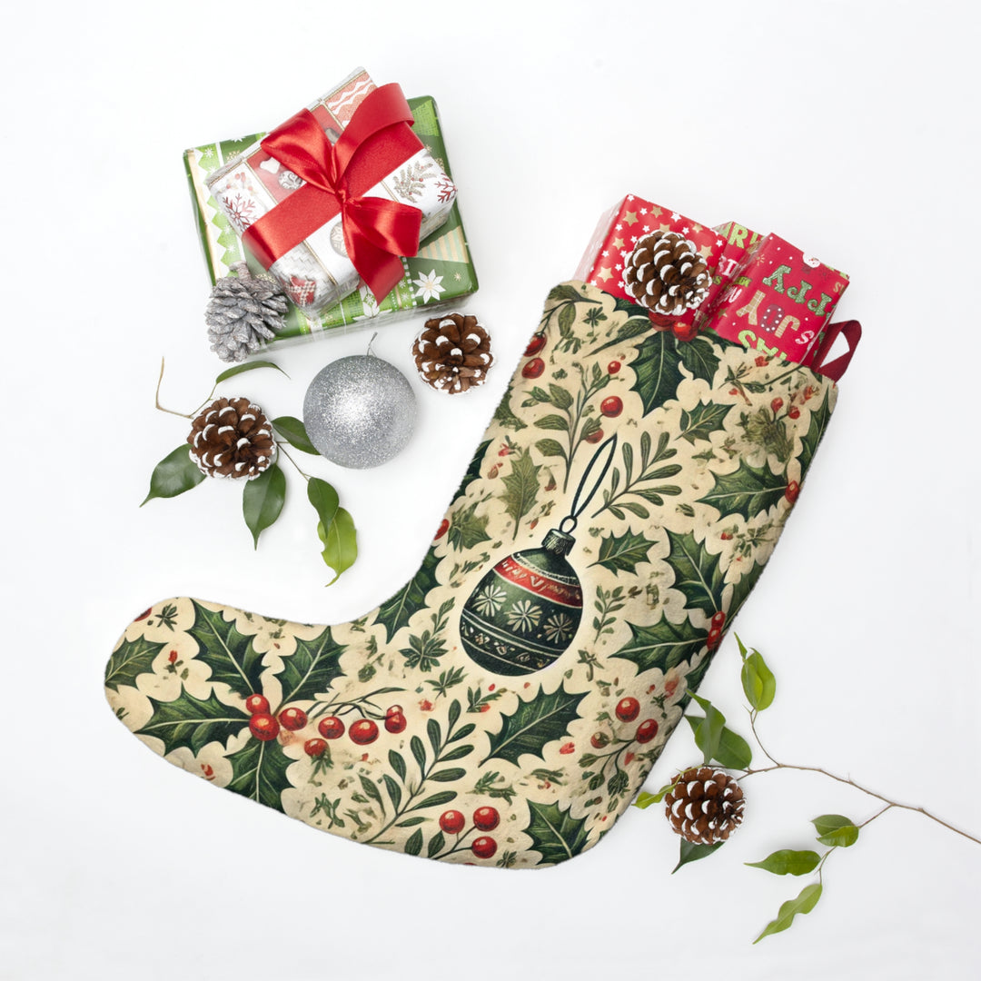 Holly Leaf Large Christmas Stocking