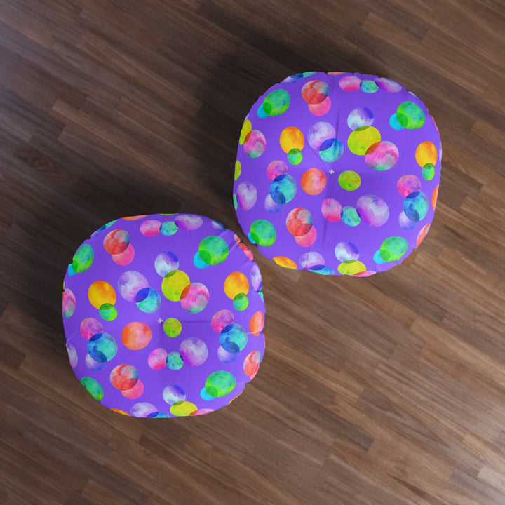 Polka Dot Tufted Floor Pillow, Round