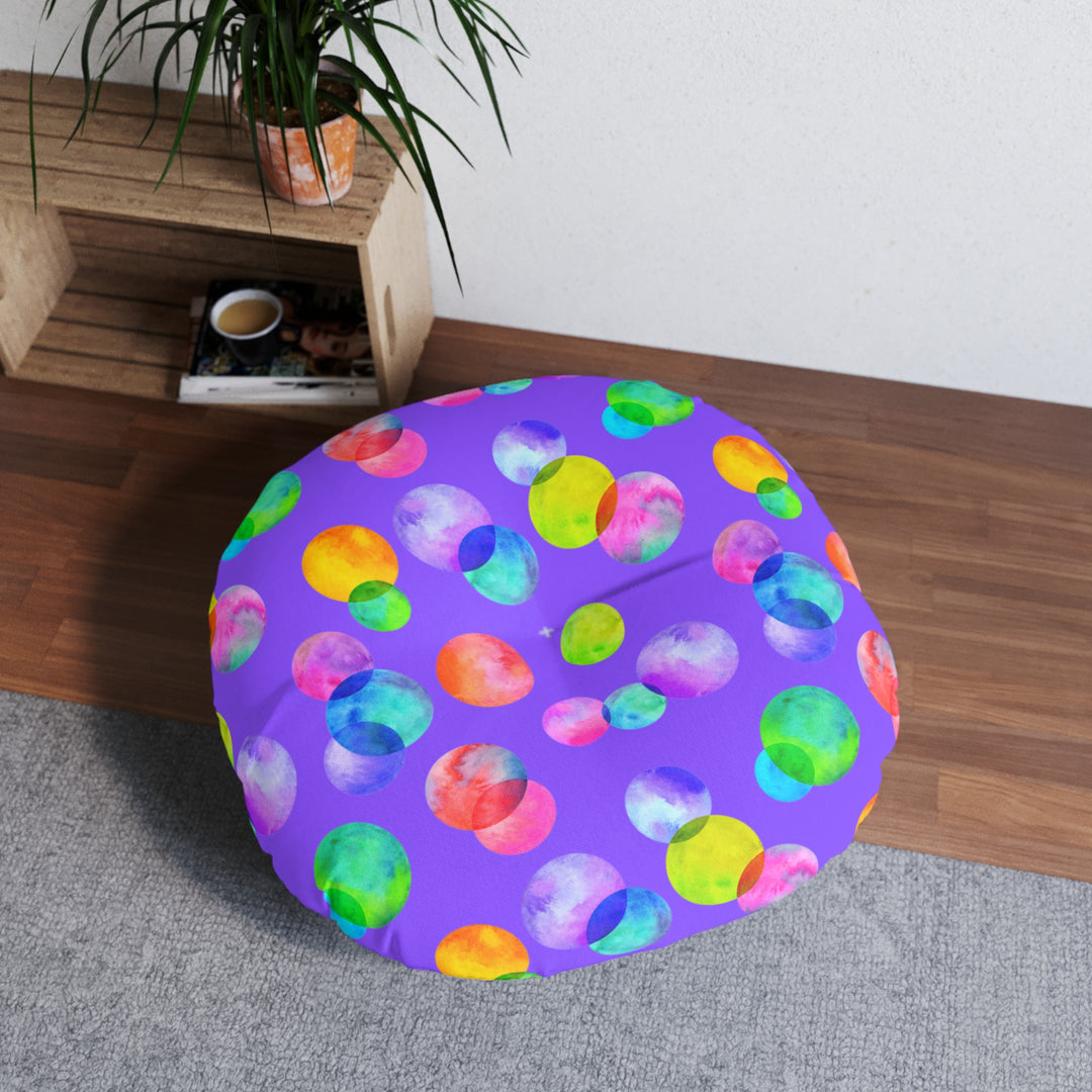 Polka Dot Tufted Floor Pillow, Round