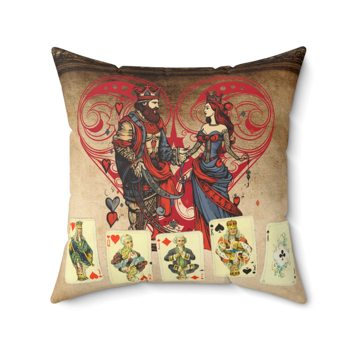 King and Queen of Hearts Faux Suede Square Pillow