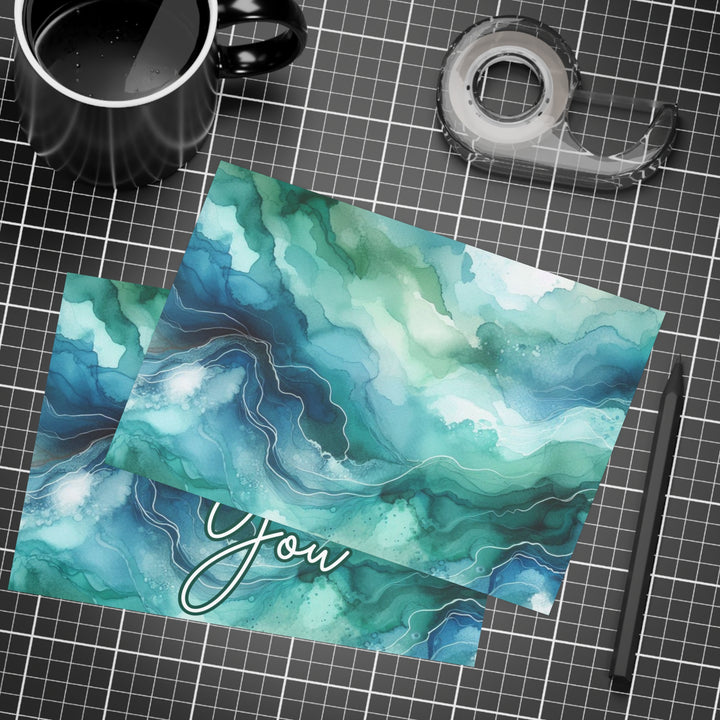 Teal Watercolor Thank You Postcard Bundles (envelopes included)