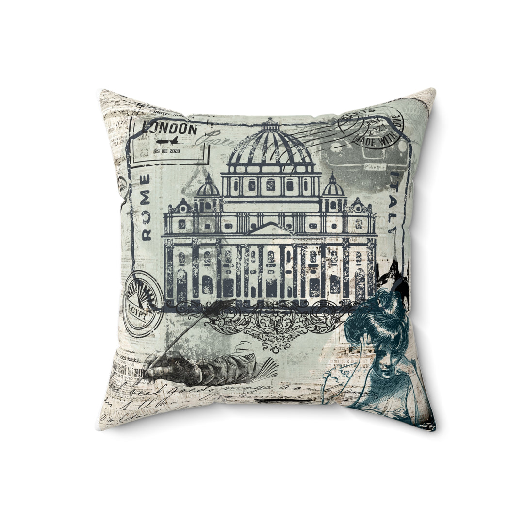 Travel Faux Suede Square Pillow