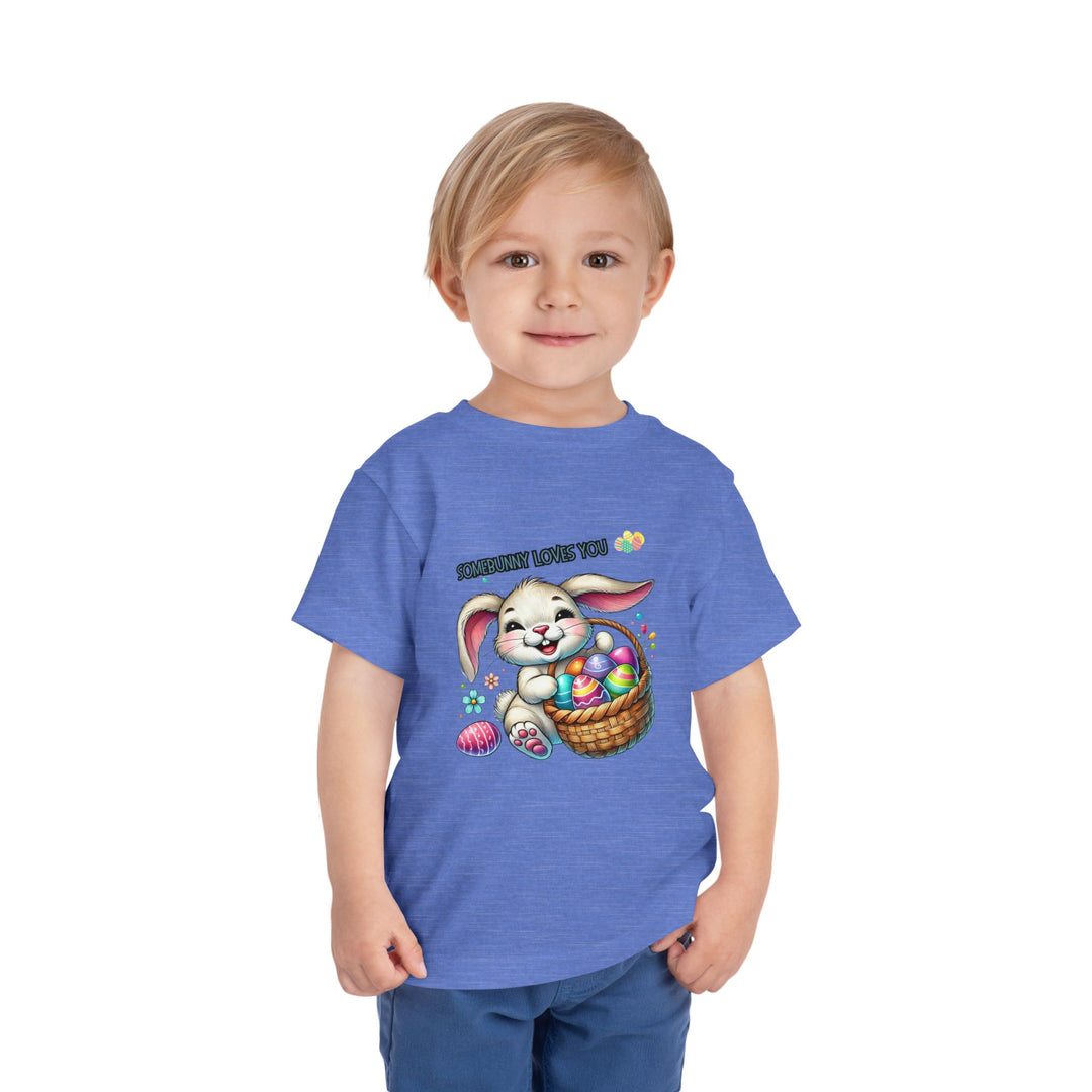 Somebunny Loves You (Blue Letters) Toddler Short Sleeve Tee