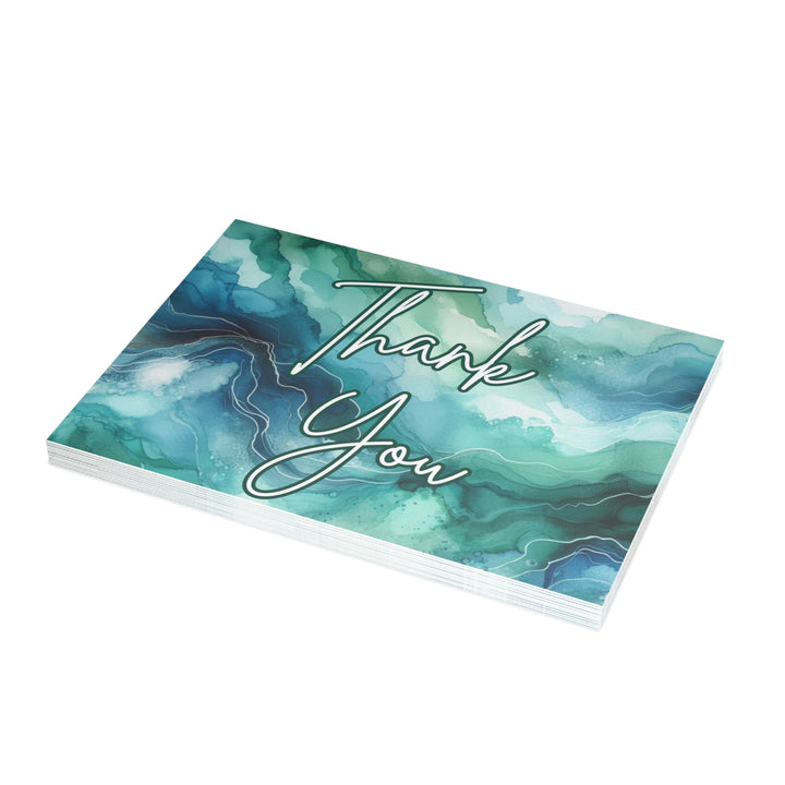 Teal Watercolor Thank You Postcard Bundles (envelopes included)