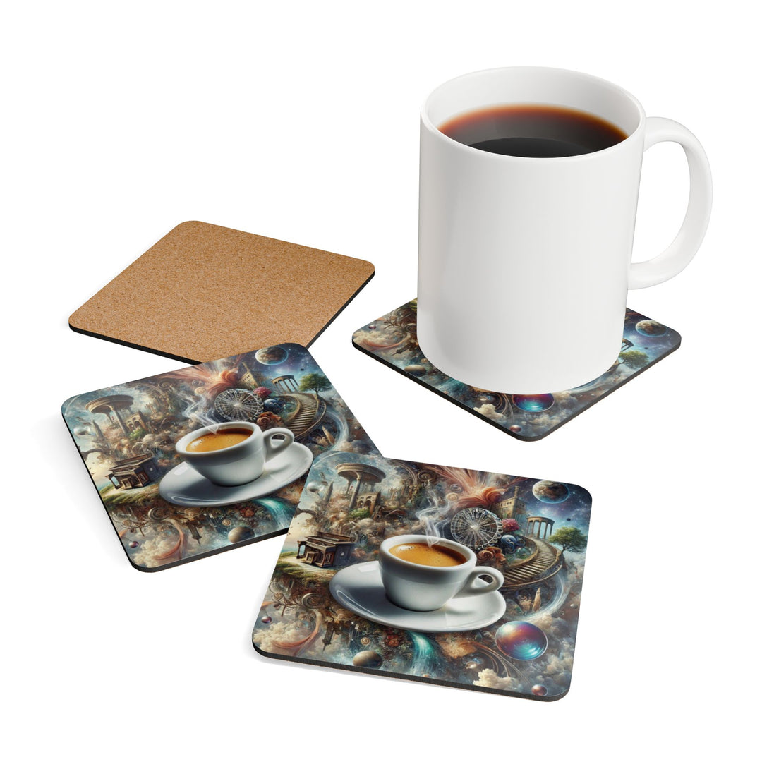 Coffee And Dreams Corkwood Coaster Set