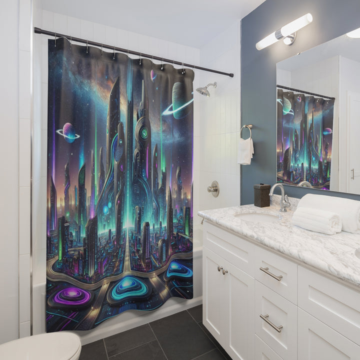 Alien City Shower Curtain