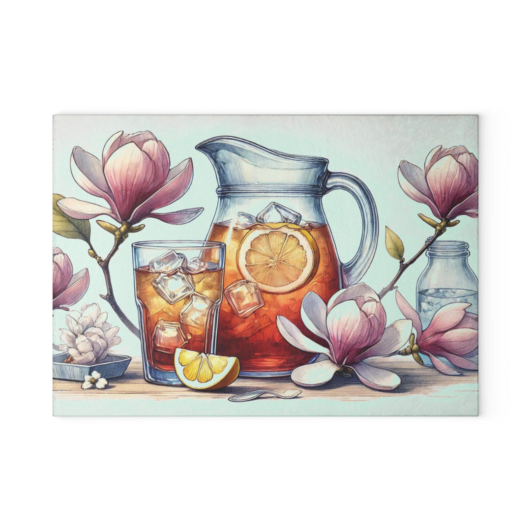 Sweet Tea and Magnolias Glass Cutting Board