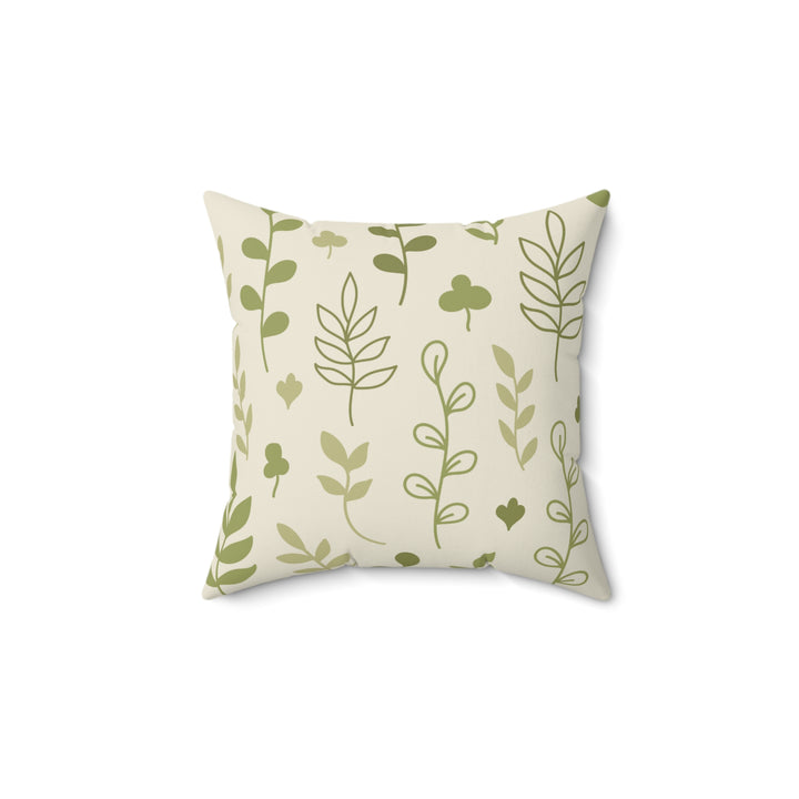 Green Leaves Spun Polyester Square Pillow