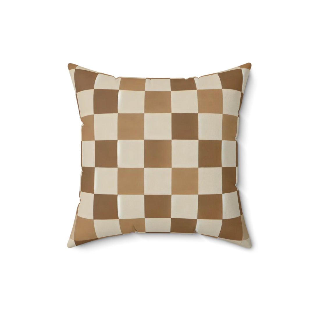 Checkered Faux Suede Square Pillow