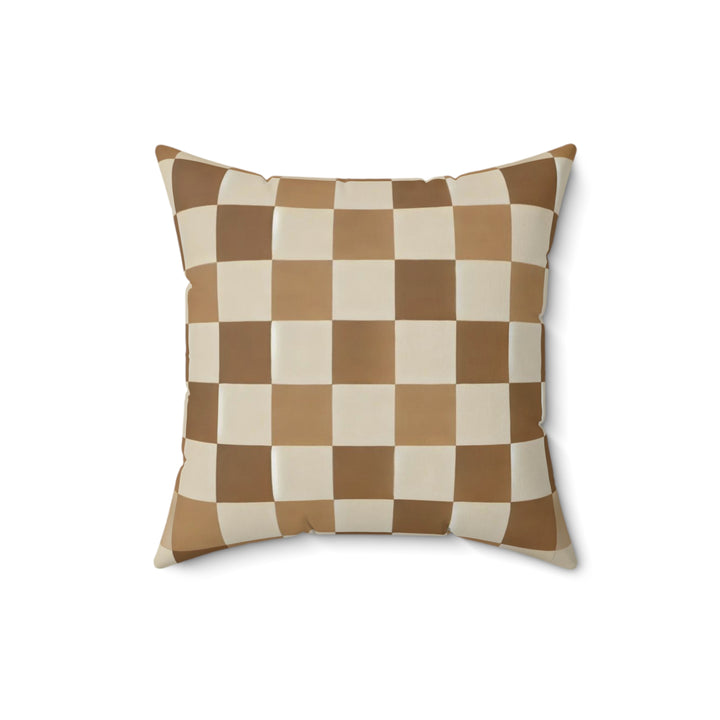 Checkered Faux Suede Square Pillow