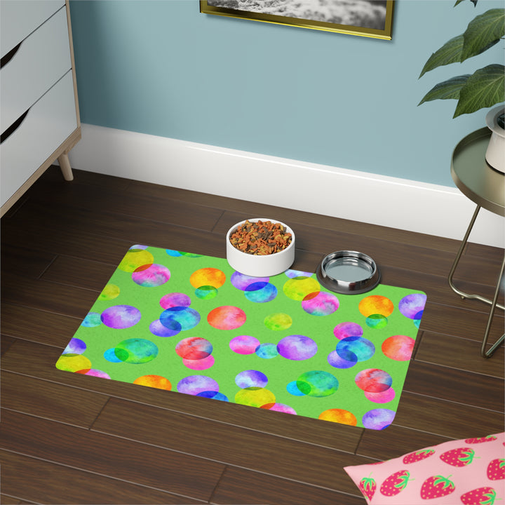 Coloful Polka Dot Pet Food Mat (12x18)