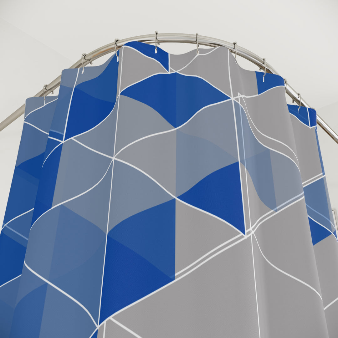 Blue Geometric Shower Curtains