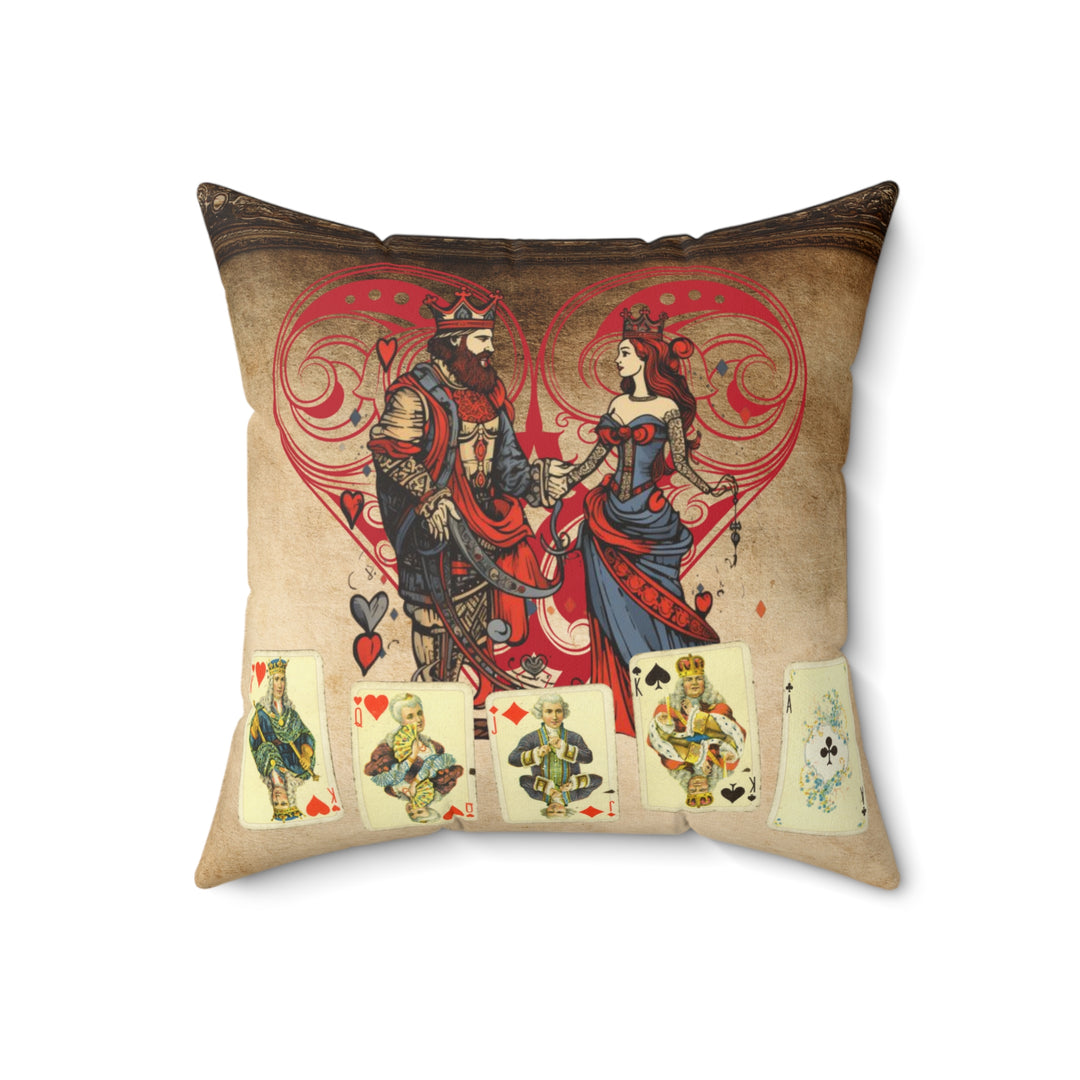 King and Queen of Hearts Faux Suede Square Pillow