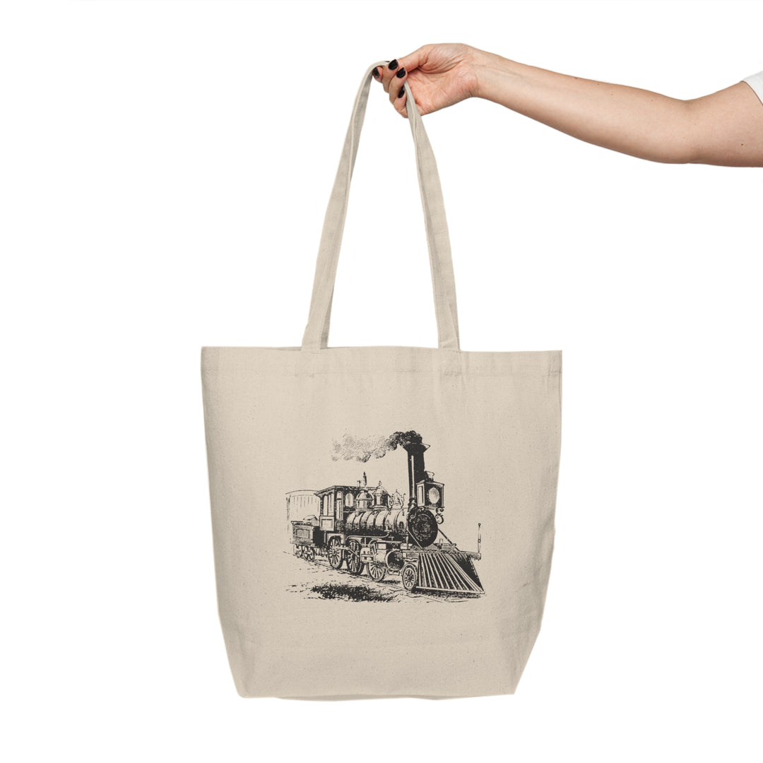 Train Day Canvas Shopping Tote