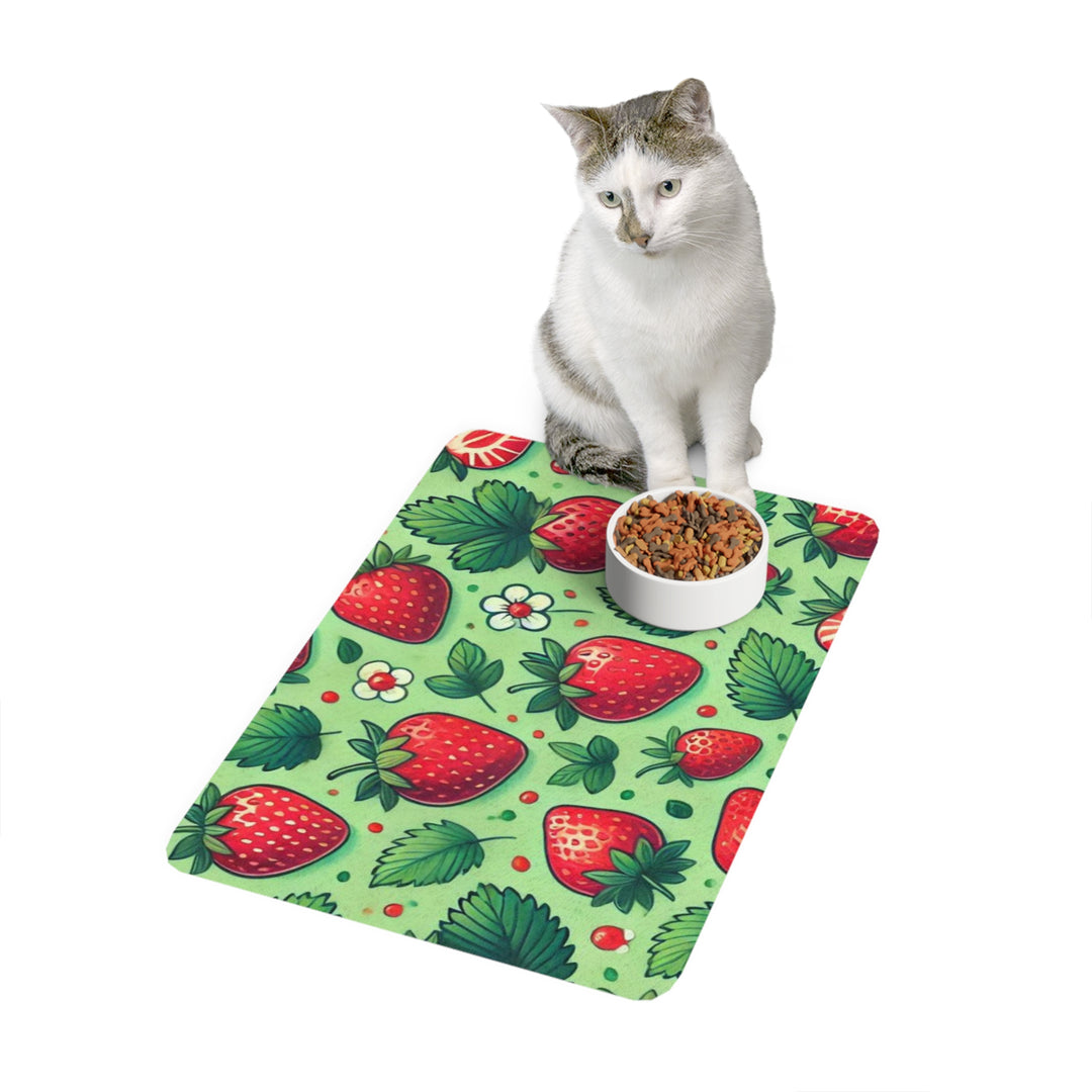 Strawberries Pet Food Mat (12x18)