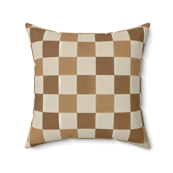 Checkered Faux Suede Square Pillow