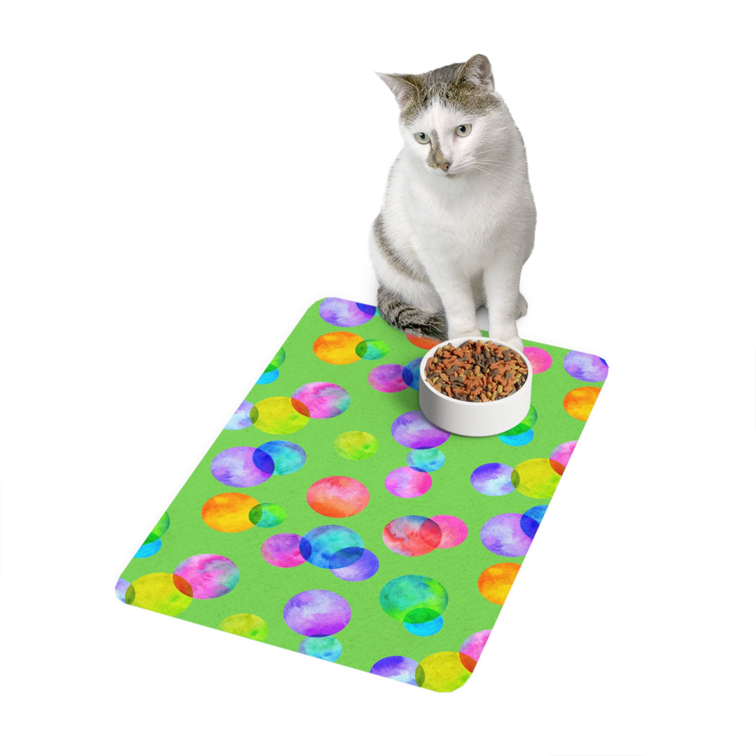 Coloful Polka Dot Pet Food Mat (12x18)