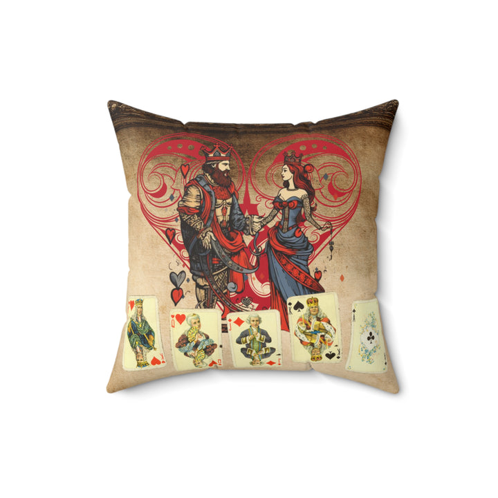 King and Queen of Hearts Faux Suede Square Pillow