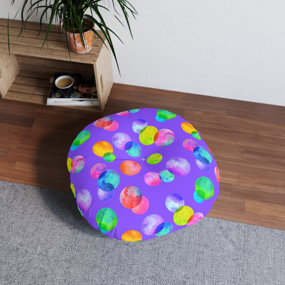 Polka Dot Tufted Floor Pillow, Round